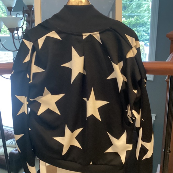 ADIDAS bomber style track jacket. Size 40. With stars! Black/white - Picture 2 of 6